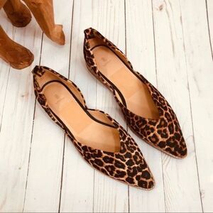 ANTHROPOLOGIE BILL BLASS Sybil Leopard Calf Hair Pointed Toe Flats SIZE 8 NWOT